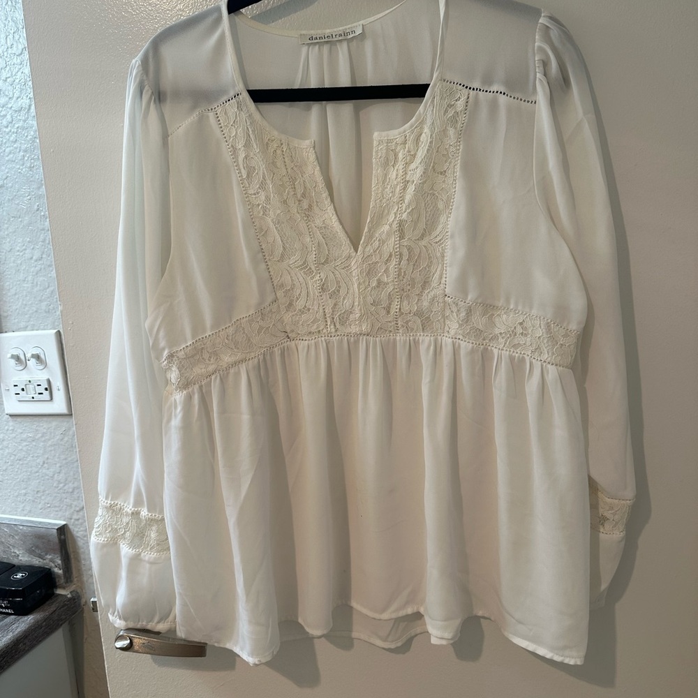 Daniel Rainn Ivory Lace Detail Blouse